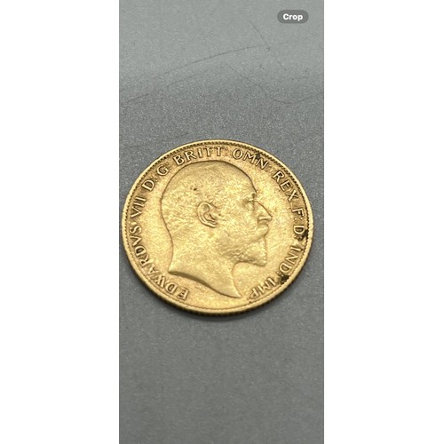 77 - 1906 22ct gold half sovereign