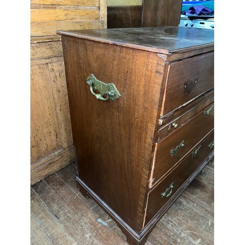 232 - Antique campaign chest of drawers with pull out writing slope & brass hardware (needs attention)
85c... 