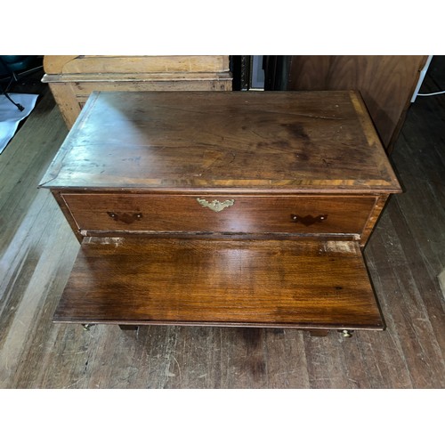 232 - Antique campaign chest of drawers with pull out writing slope & brass hardware (needs attention)
85c... 