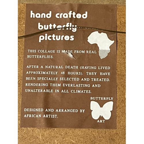 23 - 3 handcrafted butterfly pictures made from real butterflies designed, arranged & signed by African A... 