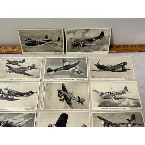 183 - Collection of 20 vintage valentine's aircraft recognition cards and postcards.