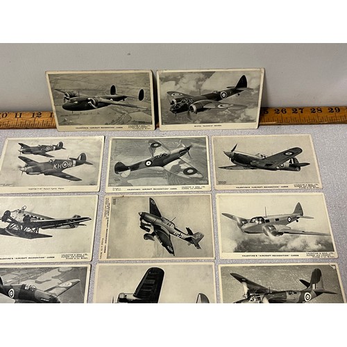 183 - Collection of 20 vintage valentine's aircraft recognition cards and postcards.