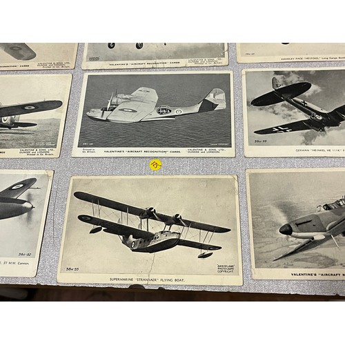 183 - Collection of 20 vintage valentine's aircraft recognition cards and postcards.