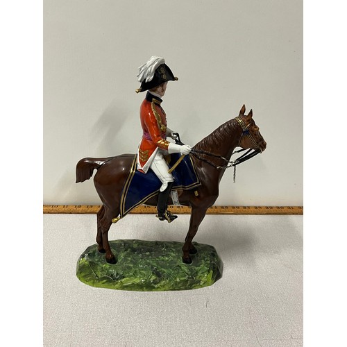 321 - large ceramic figure of the duke of wellington on horseback 
(flag pole damaged) 
36cm h
stamped mad... 