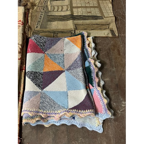 349 - selection of vintage rugs & throws