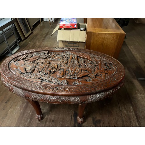 440 - Highly carved Chinese coffee table
126cm l x 76cm x 50cm