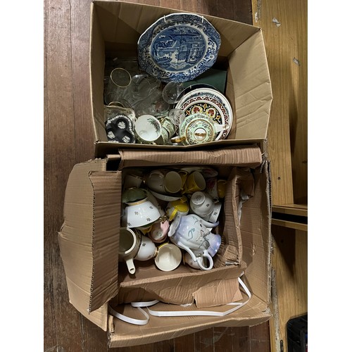 469 - 2 boxes of tea ware to include spode plate etc.