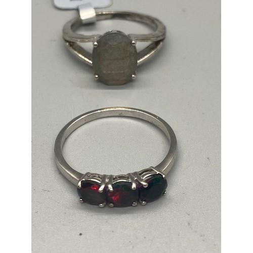 13 - 5 x silver and multi gem stone rings.