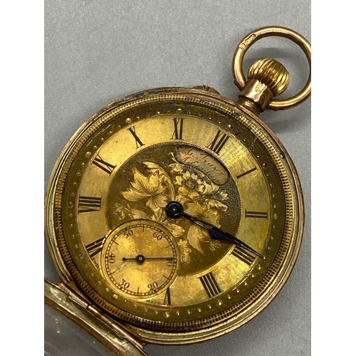 157 - Antique 9ct yellow gold fob pocket watch by A. Fraser of Aberdeen. Working. 35.44g