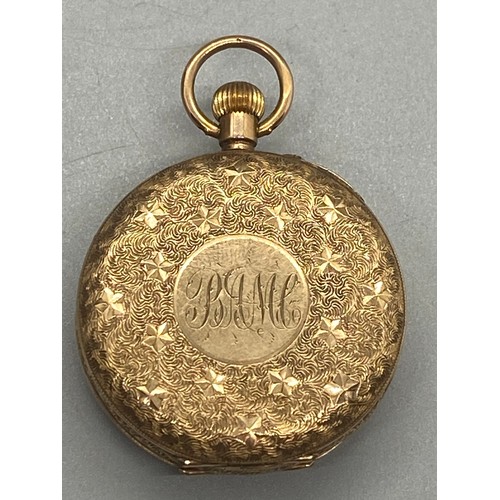 157 - Antique 9ct yellow gold fob pocket watch by A. Fraser of Aberdeen. Working. 35.44g