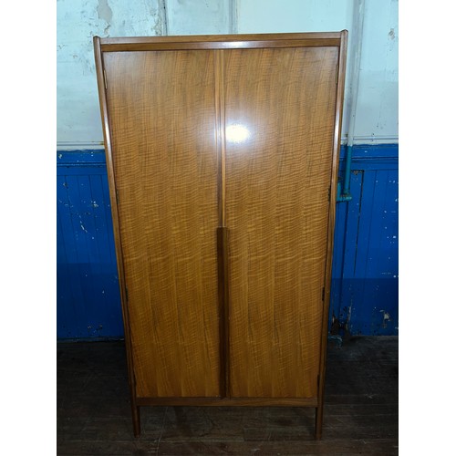 200 - Mid Century teak bedroom set by Younger consisting of 2 wardrobes & headboard with drawers.
Wardrobe... 