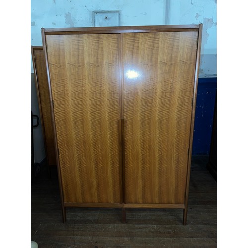 200 - Mid Century teak bedroom set by Younger consisting of 2 wardrobes & headboard with drawers.
Wardrobe... 