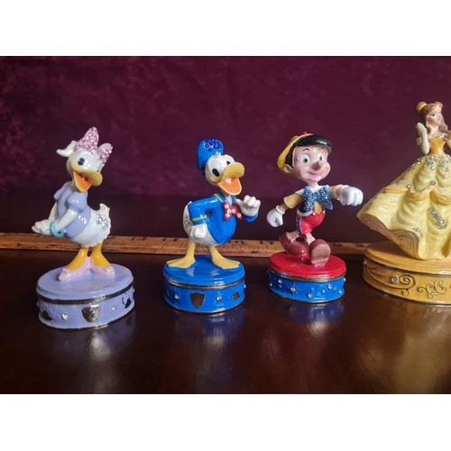 220 - Collection of 8 Disney bejewelled metal & enamel  trinket boxes  to include Lady and the Tramp, Pinn... 