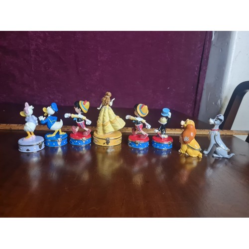 220 - Collection of 8 Disney bejewelled metal & enamel  trinket boxes  to include Lady and the Tramp, Pinn... 