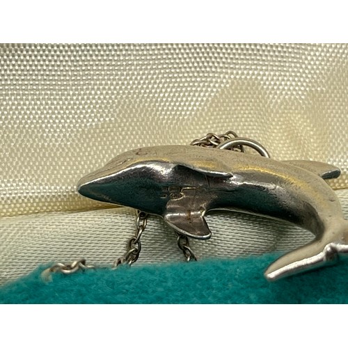 5 - silver chain with heavy silver hallmarked dolphin