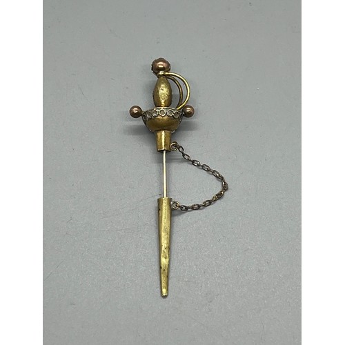 21 - 1900s antique miniature italian micro mosaic dagger pin