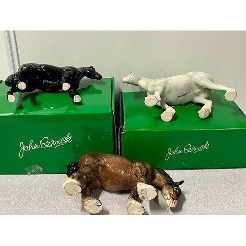 163 - 3 large beswick horses 2 boxed