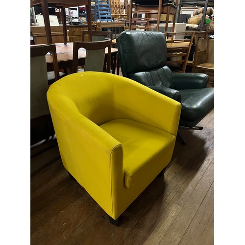 338 - Yellow fabric tub chair.