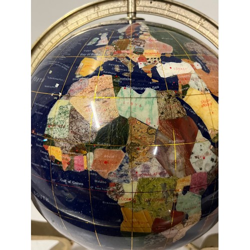 65 - Small table top double axis gemstone inlay globe with compass.
34cm x 32cm