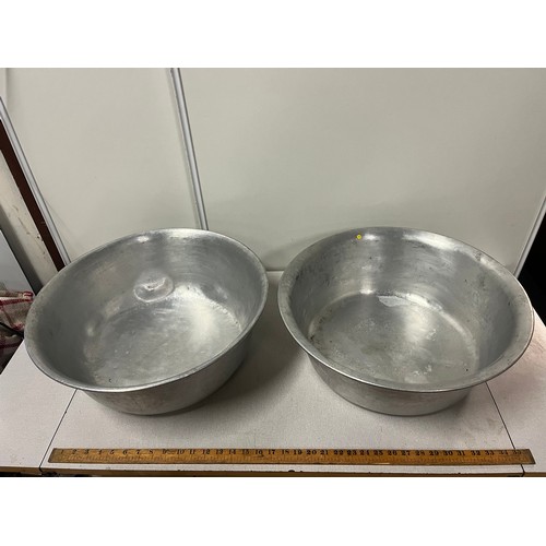 356 - 2 Large metal mixing bowls.
50cm diameter