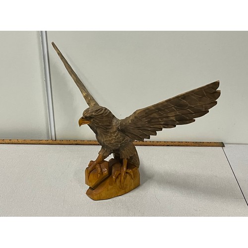 25 - Large hand carved wooden eagle made in the USSR. 60cm wing span