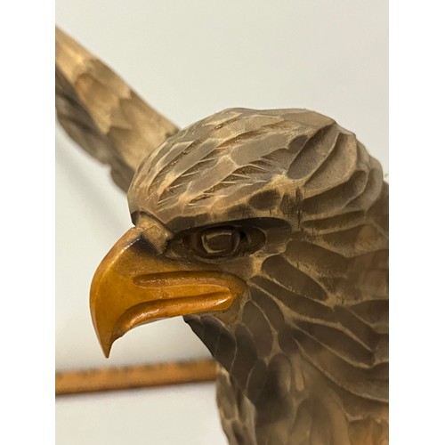 25 - Large hand carved wooden eagle made in the USSR. 60cm wing span