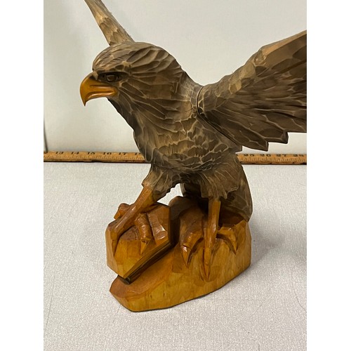 25 - Large hand carved wooden eagle made in the USSR. 60cm wing span