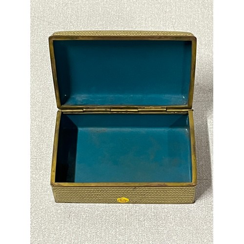 30 - Chinese Cloisonné enamel and brass jewellery box. 12cm long