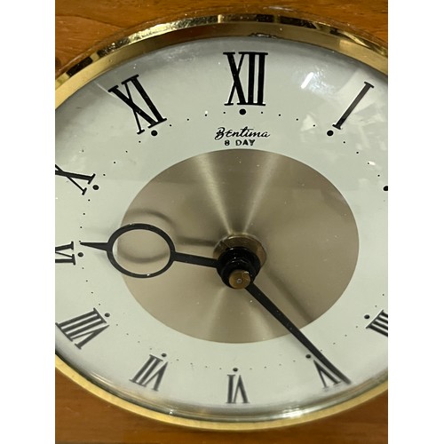 105 - 2 x vintage clocks - Swiza travel alarm and Bentima 8 day mantle cock.