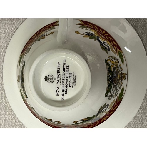 119 - Royal Worcester Queen Elizabeth II diamond jubilee cup and saucer with box.