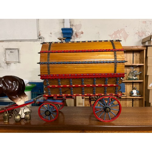 51 - Large Antique bespoke wooden & metal ornamental Vardo (gypsy wagon) (over 100 years old) along with ... 