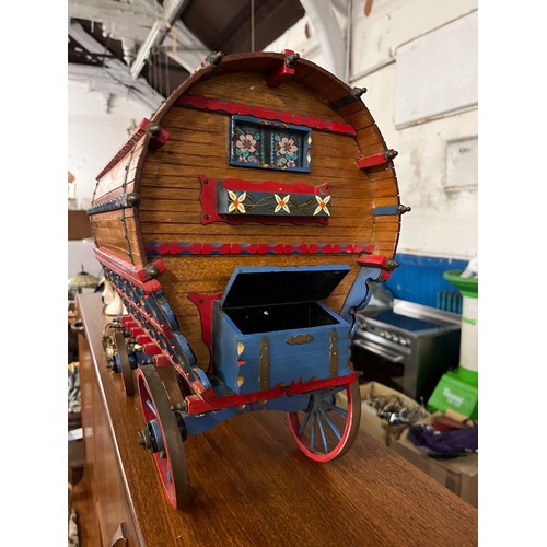 51 - Large Antique bespoke wooden & metal ornamental Vardo (gypsy wagon) (over 100 years old) along with ... 