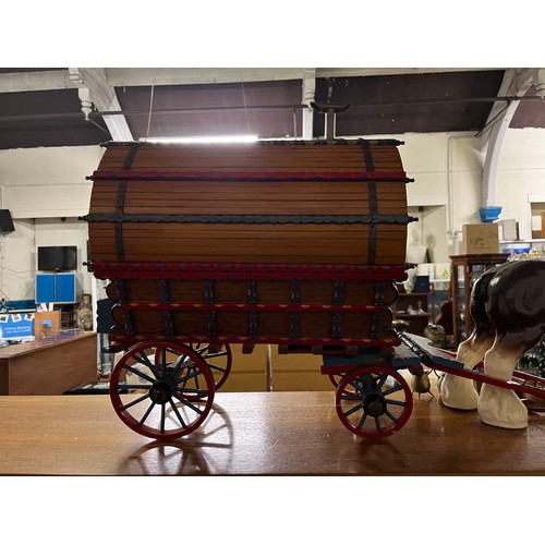 51 - Large Antique bespoke wooden & metal ornamental Vardo (gypsy wagon) (over 100 years old) along with ... 