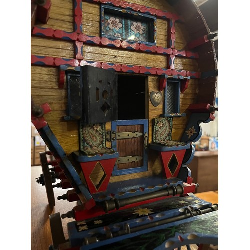 51 - Large Antique bespoke wooden & metal ornamental Vardo (gypsy wagon) (over 100 years old) along with ... 