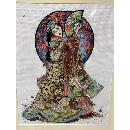 184 - 2 framed tapestries , wisdom & grace by kathleen taylor 60 x 70cm