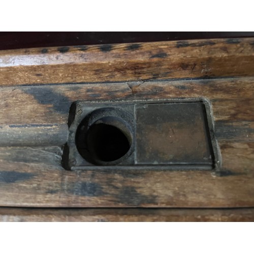 187 - vintage school desk with brass ink well