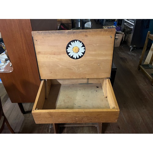 187 - vintage school desk with brass ink well