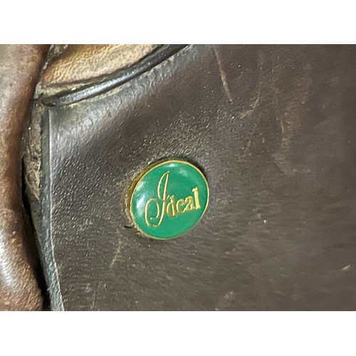 272 - Ideal Leather horse saddle along with 2 boxes of horse items