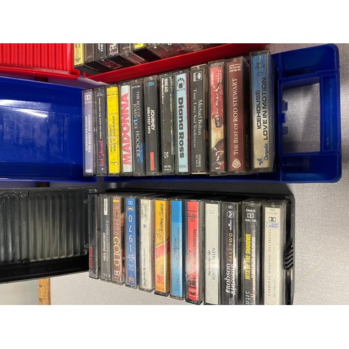 275 - 4 retro carry cases to contain early to modern audio cassettes.