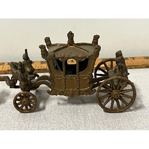 292 - German Coronation Carriage & horses stamped Made In Germany. Metal.