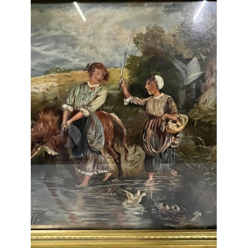 317 - Signed oil on canvas painting by E.Bisset of country scene in gilt frame.
55cm x 40cm