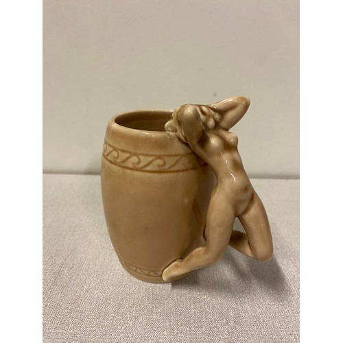 376 - Vintage set of 6 Dorothy Kindell style striptease mugs.