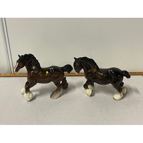 93 - 2 ceramic clydesdale horses to include beswick & coopercraft