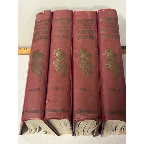 183 - Set of four Antique Hutchinson's Story of the British Nation Vol1-4.