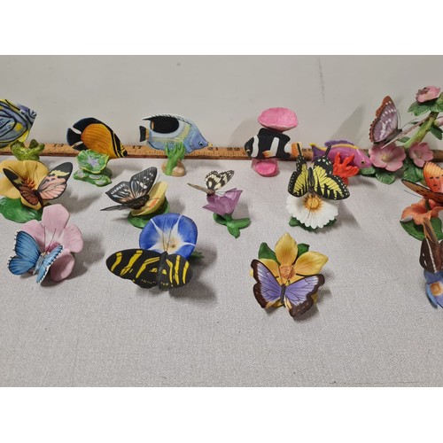 104 - 24 Franklin Mint ceramic butterflies & fish.