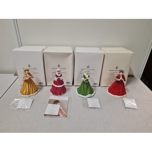 106 - Royal Doulton 12 days of Christmas lady figurines to include 4th,5th,6th & 7th days all with origina... 