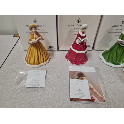 106 - Royal Doulton 12 days of Christmas lady figurines to include 4th,5th,6th & 7th days all with origina... 