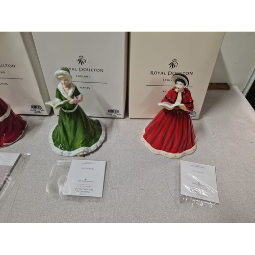 106 - Royal Doulton 12 days of Christmas lady figurines to include 4th,5th,6th & 7th days all with origina... 