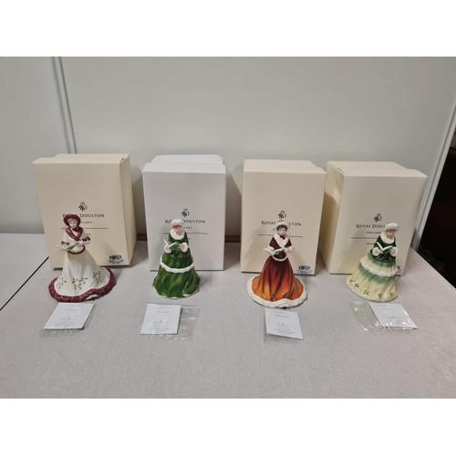 107 - Royal Doulton 12 days of Christmas lady figurines to include 8th,9th,11th & 12th days all with origi... 