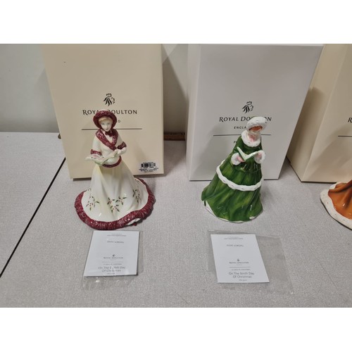 107 - Royal Doulton 12 days of Christmas lady figurines to include 8th,9th,11th & 12th days all with origi... 